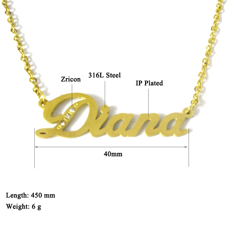 

XLNT Diana Name Necklace Initial Necklace Gold Silver Letter Necklace Initials Name Necklaces for Women Girls Best Birthday Gift