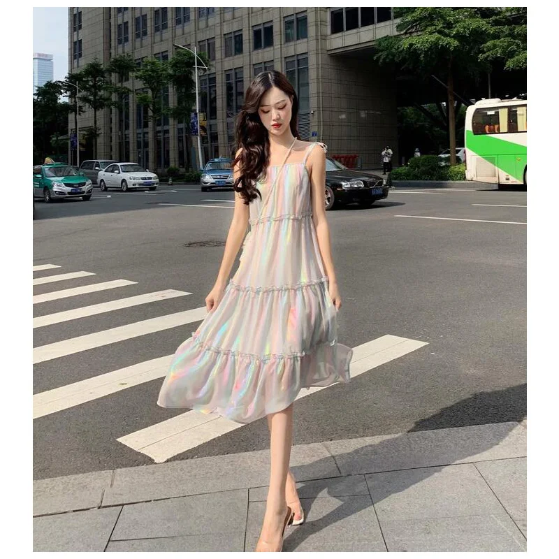 Elegant colorful spaghetti stap chiffon dress ruffles sleeveless off shoulder ladies party dresses Fashion plus size HH227 | Женская