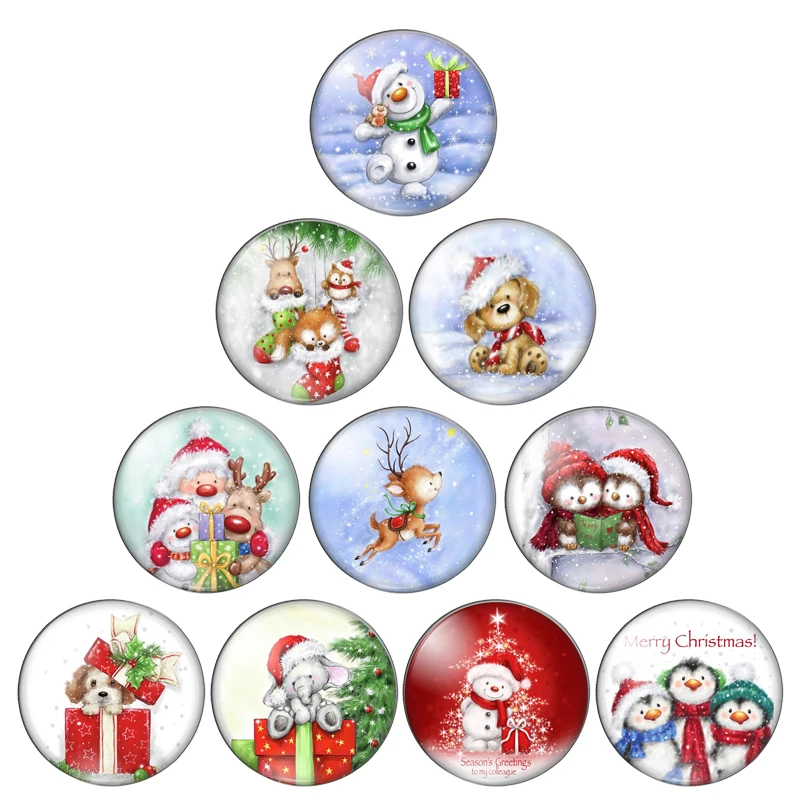 Новый Рождественский Снеговик Клаус 18 мм/20 мм/25 мм круглый фото стекло кабошон