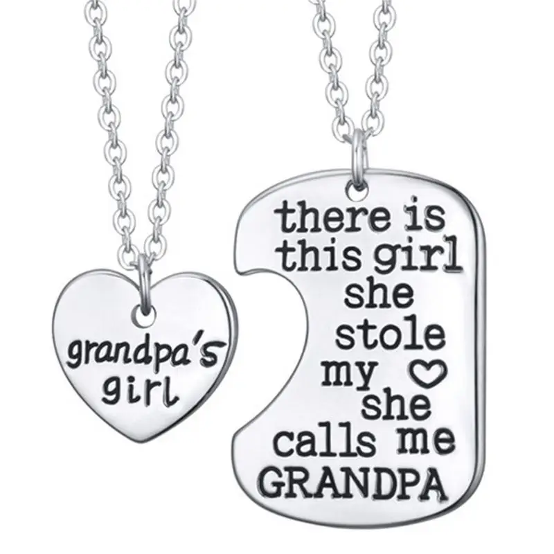 

69HB 2Pcs Father Daughter Gift These Girls Stole My Heart They Call Me Daddy Keychain Set Heart Puzzle Daughter Dad Necklace