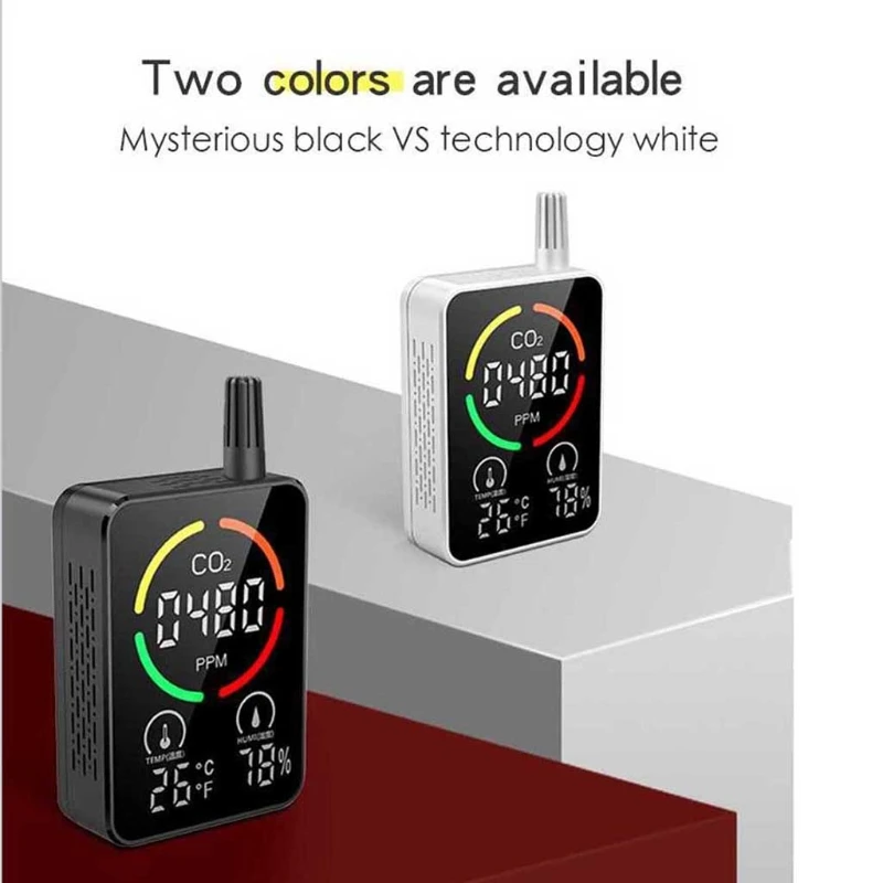 

Carbon Dioxide CO2 Detector Monitor Meter Tester Sensor Temperature Humidity Indoor NDIR Air Quality IAQ Portable