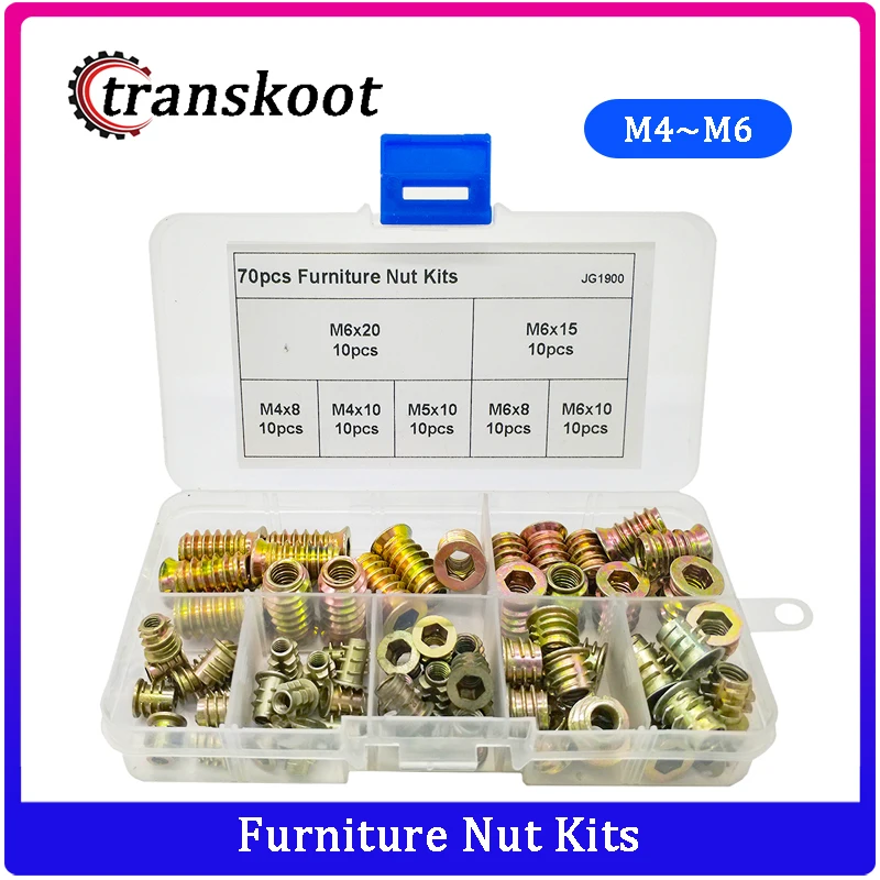 Мебельная гайка из сплава цинка 70 шт.|Гайки| |