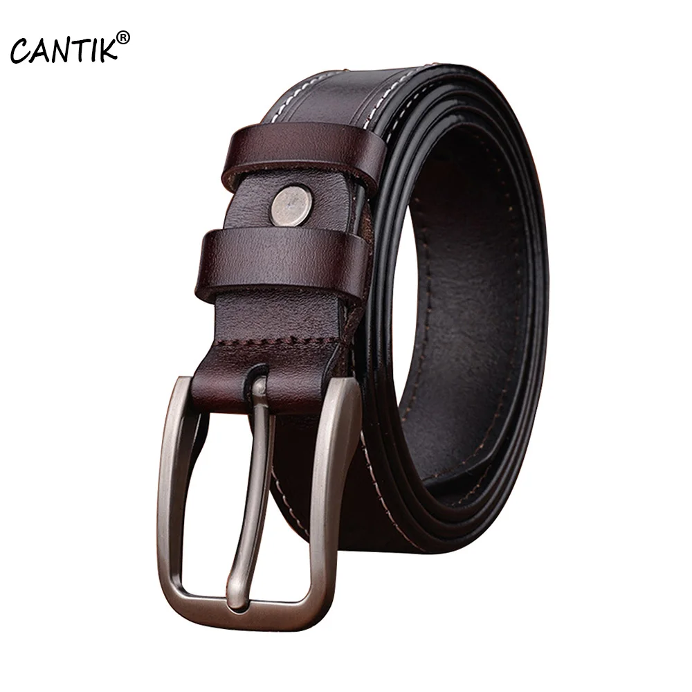 

CANTIK Ladies Quality Real Cowskin Leather Belts Alloy Pin Buckles Metal Jeans Clothing Accessories for Women 2.8cm Width FCA056