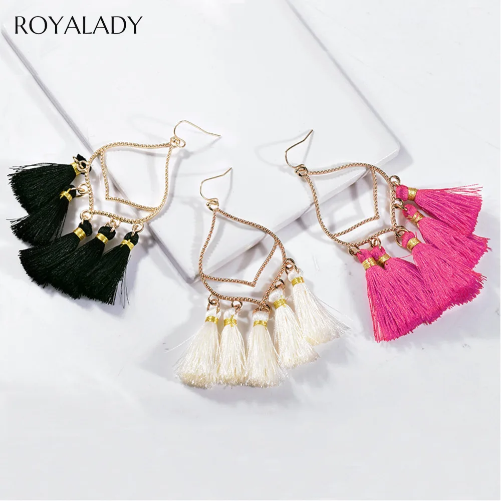 Богемные висячие серьги ручной работы хлопковые Серьги кисточки женские 2019