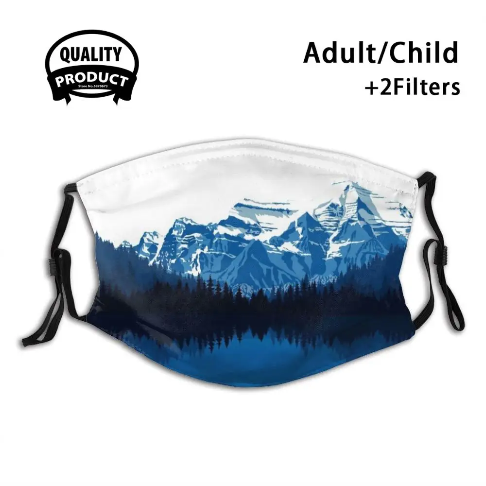 

Маска для лица многоразовая моющаяся с фильтром, маска против пыли, снега, гор, деревьев, гор, отражения воды