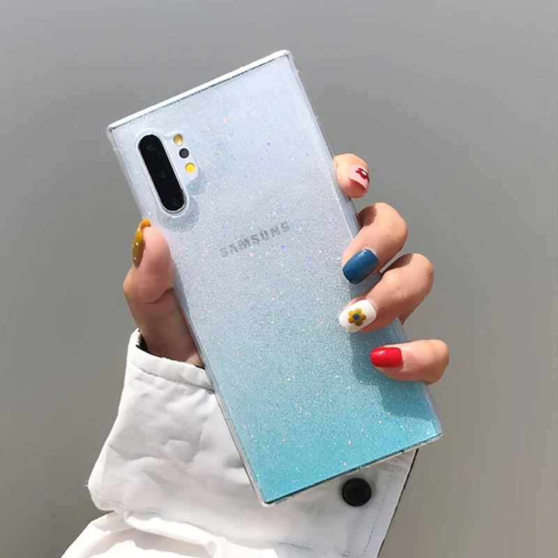 YHBB чехол S для samsung Note 10 8 9 Шикарный Блестящий Прозрачный чехол для samsung Galaxy S10 Plus S8 S9 цветной мягкий чехол с градиентом