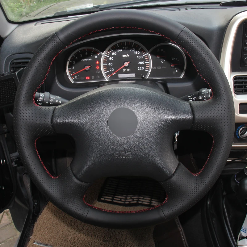 Черный кожаный чехол на руль для Nissan Almera N16 Pathfinder Primera Paladin, старый XTrail 2001-2006 Renault samsung SM3