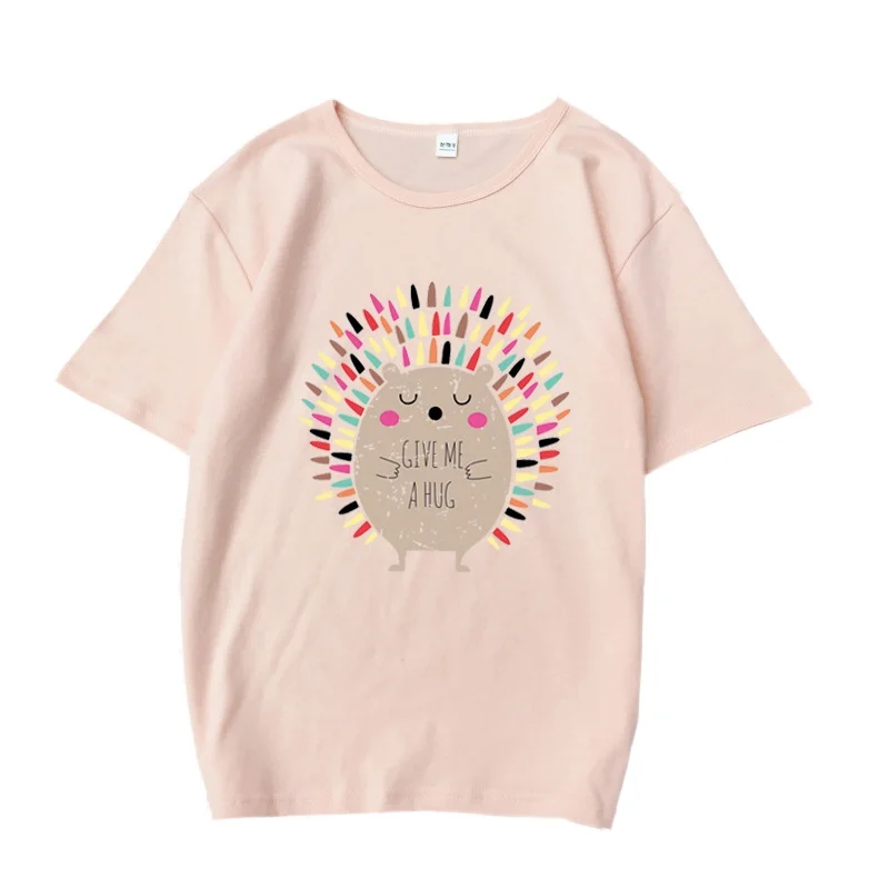 

Femme Harajuku Style Tee Tops Summer Women Cartoon Hedgehog Print T-Shirt Women Short Sleeves O-Neck T-shirt