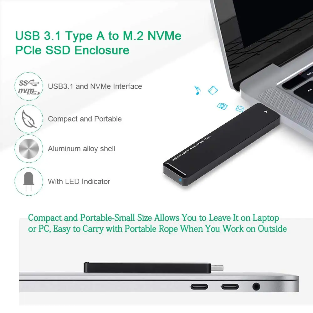 Корпус для внешнего жесткого диска onbian M.2 NVME PCIe SSD USB3.1 Type-A Gen 2 10 Гбит/с корпус NVMe