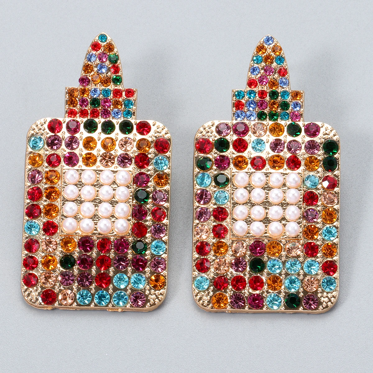 

Wholesale New Pattern Geometric Earrings Women Big Crystal Hanging Dangle Statement Earrings 2021 Rainbow Jewelry Shipping