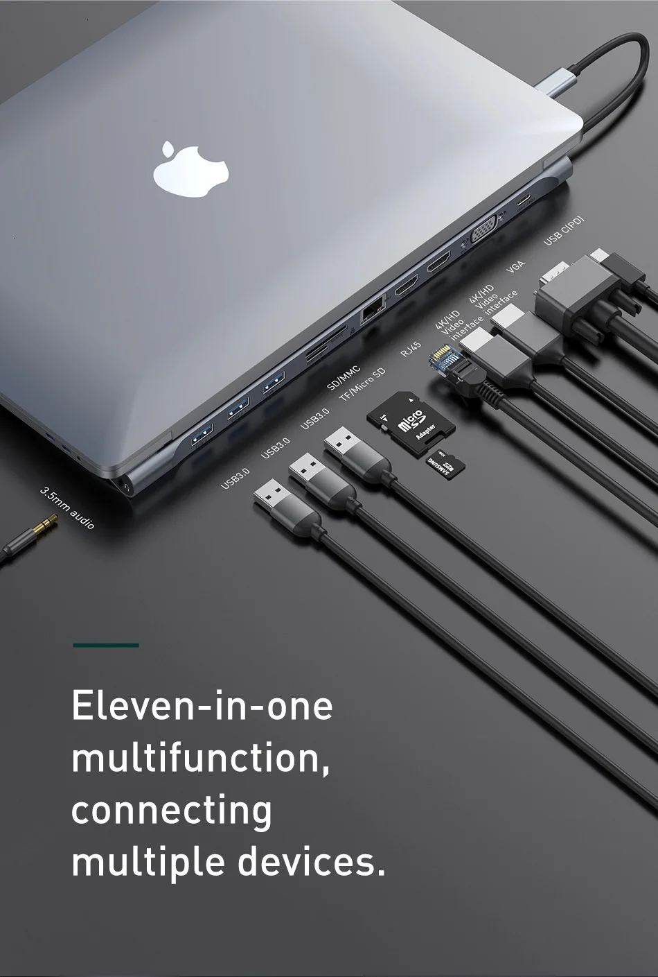 Baseus USB C концентратор type C к HDMI VGA RJ45 несколько портов USB 3,0 USB3.0 type-C разветвитель для Macbook Pro Air USB-C концентратор адаптер питания