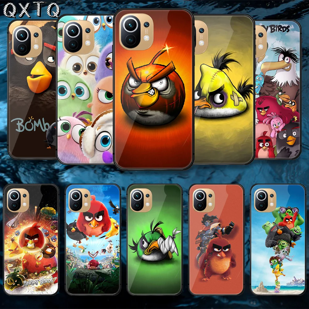 

QXTQ Angry Game Bird Tempered Glass Phone Case Cover For Xiaomi Mi Poco F2 F3 X3 Nfc A3 8 9 10 11 T Pro Lite Ultra Waterproof 3D