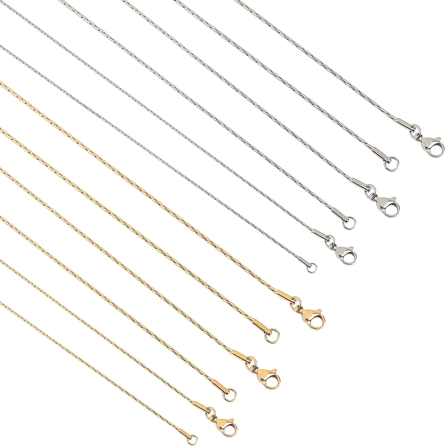 

6pcs 0.6/0.9/1.2mm Necklace Chain 19.68 in(50cm) Stainless Steel Coreana Chain with Lobster Clasps Chain