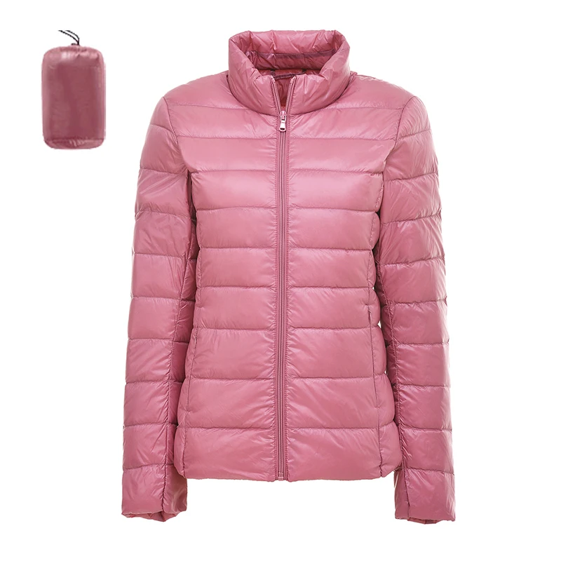 pink Sfit, женский пуховик, пальто, 90%, бархат, теплый пуховик, ультра-светильник, куртки с капюшоном, длинный рукав, тонкая парка, женская, одноцветная, переносная верхняя одежда - Цвет: pink