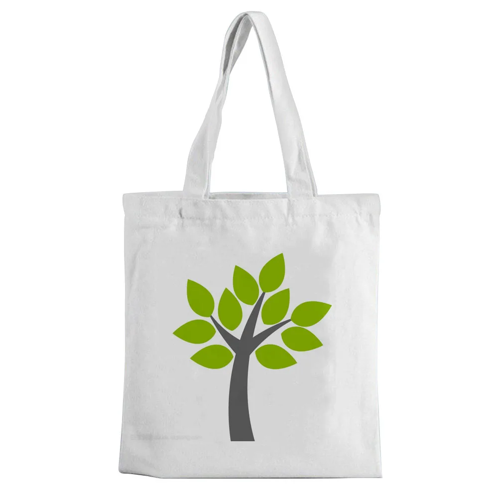 

Canvas bag with plant leaf print canvas bag with large capacity white casual shoulder bag environment-friendly shopping bag