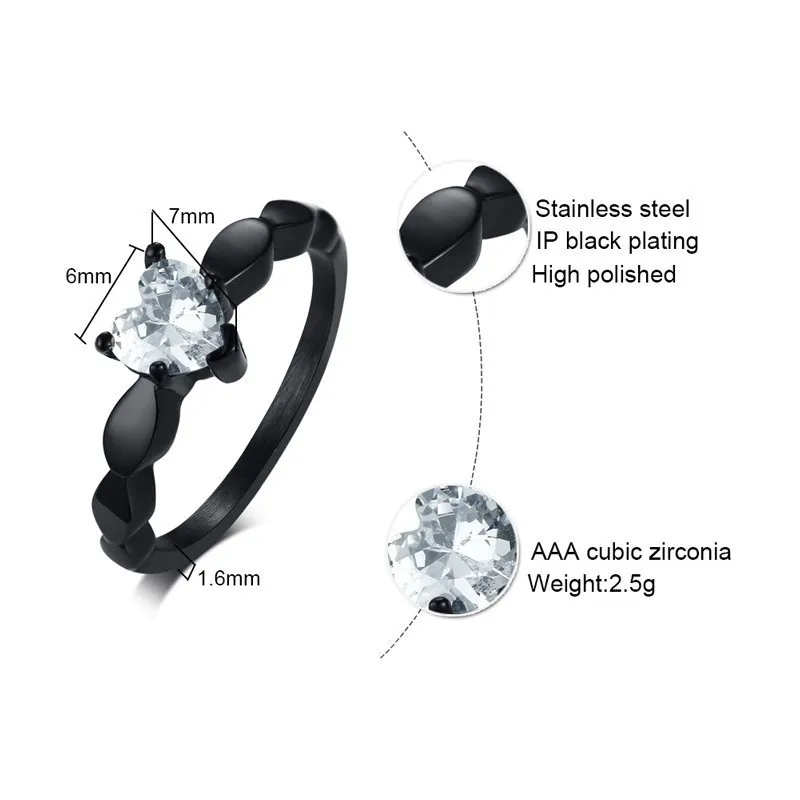 Панк Любовь Черная Нержавеющая Сталь женский союз ювелирные изделия обручальное