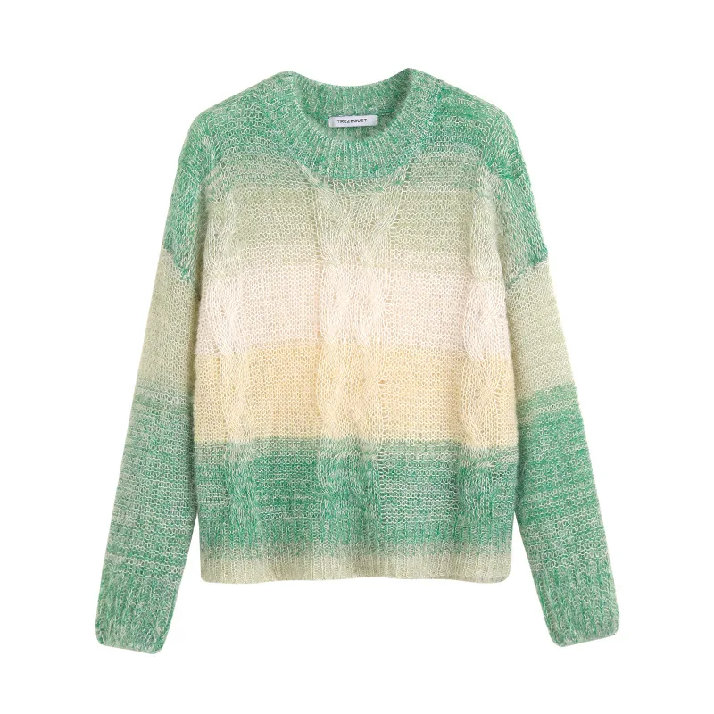 

Knitted Pullover Sweater Women Rainbow Sweet Sweater Loose Long Sleeve Chic Casual Korean Sweater Women's Clothing Autumn 2021