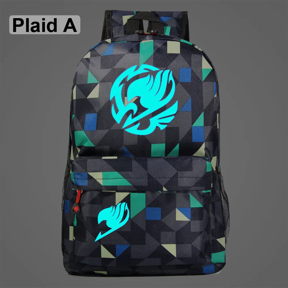 Светящаяся детская школьная сумка в клетку с рисунком сказочного хвоста