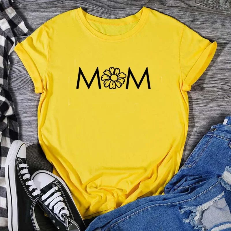 

Mom Flower Cute Mother Tee Shirt Letters Daily Fashion Women T Shirts Short Sleeve Casual Tops jy694