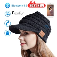 2021 wireless headphone with microphone knit earphone winter warm music bluetooth hat headsets for outdoor sport bicycle travel