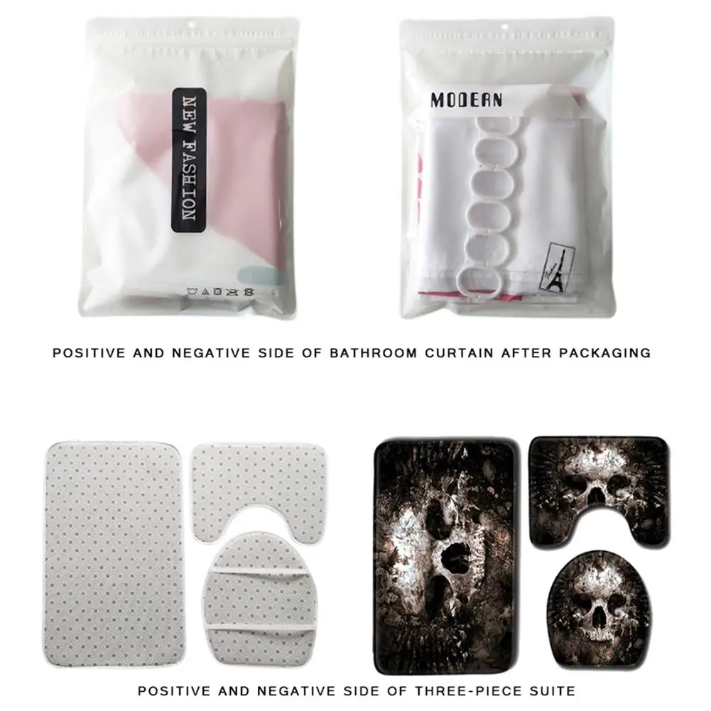 Занавеска для душа и Коврик ванны с черепом Хэллоуина набор модных ретро