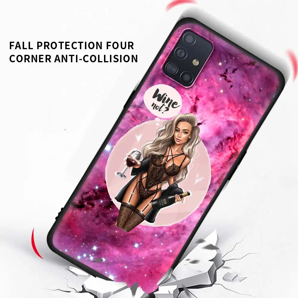 

Girl Baby Super Mom Woman Case For Samsung Galaxy A51 A71 A21s M31 A31 A91 A41 A21 M51 M21 M11 Cover Black Shell Phone Coque Sac
