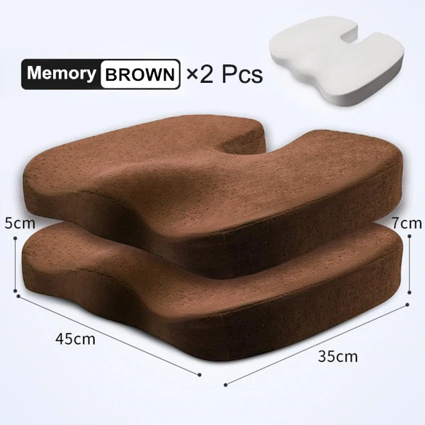 Brown Memory 2Pc Set PurenLatex 45*35*7 U форма медленный отскок мягкий диван на пене с эффектом памяти офисное кресло бедра Подушка Поясничный копчик защита - Цвет: Brown Memory 2Pc Set