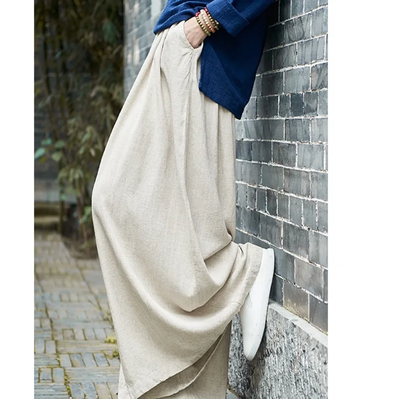 

IEQJ 2021 Spring Summer New Arrivals High Waist Wide Leg Solid Pattern Loose Casual Women Length Pants AW33600S