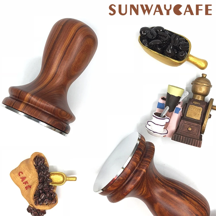 Молоток для кофе 58 мм с ручкой из красного сандалового дерева 304 нержавеющая