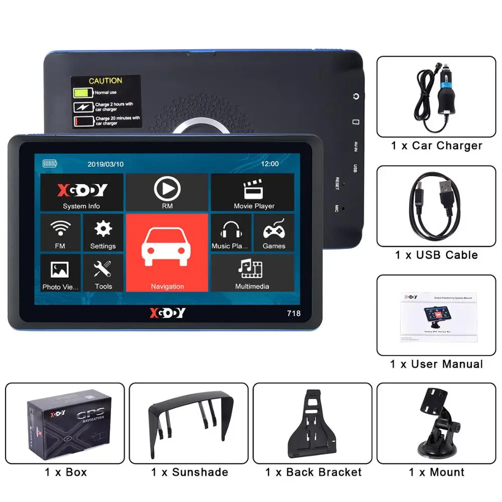 Xgody 718 автомобиля GPS навигации 7 дюймов грузовик навигатор с сенсорным Экран FM