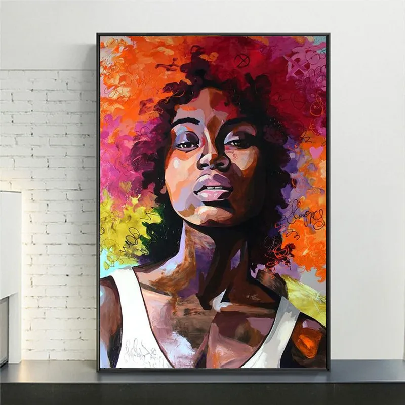 

African Woman Abstract Graffiti Art Canvas Posters And Prints Street Art Canvas Paintings On the Wall Art Pictures Home Decor