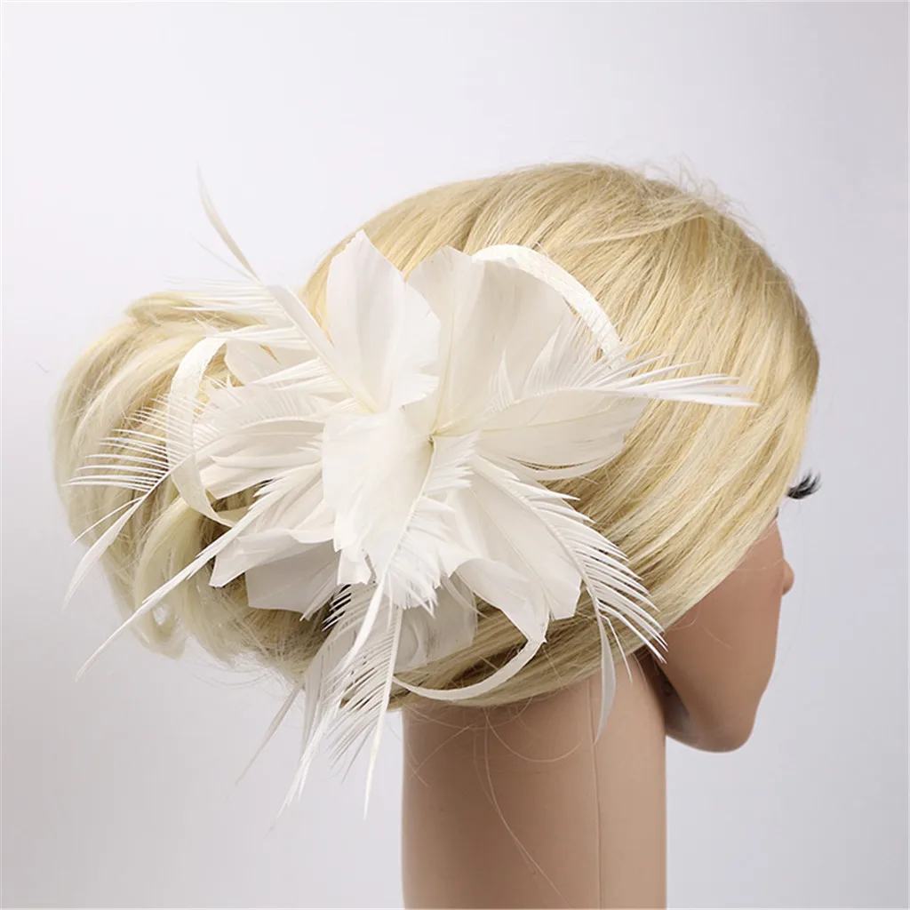 

Hair Accessories Feather Fascinators Womens Flower Hat For Cocktail Ball Wedding Headband Fascinator Pompom Tea Party