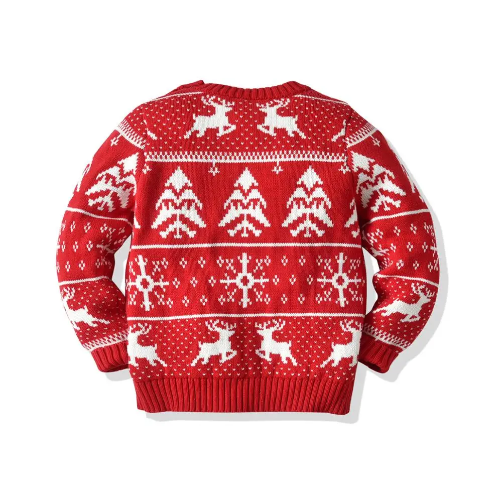 Вязаный двухслойный свитер для маленьких мальчиков на Рождество 100% хлопок