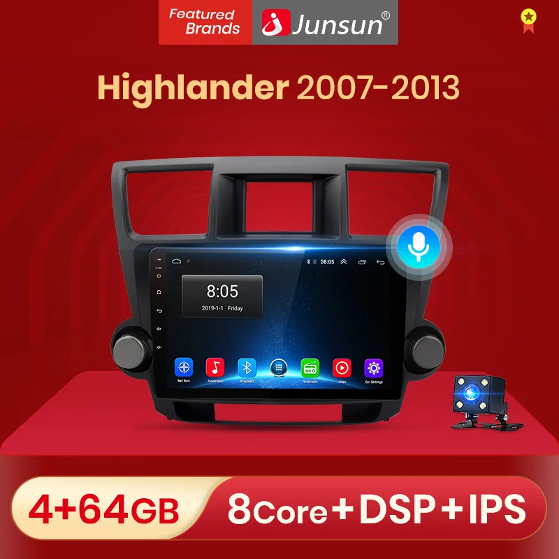 Junsun V1 2G + 32G Android 10 DSP для Toyota Highlander 2007 2013 автомобильное радио мультимедийный
