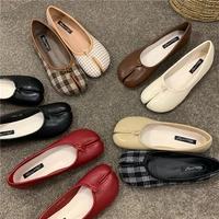 womens flats new style comfortable leather split toe slippers soft sole loafers 8 colors moccasins ninja woman shoes