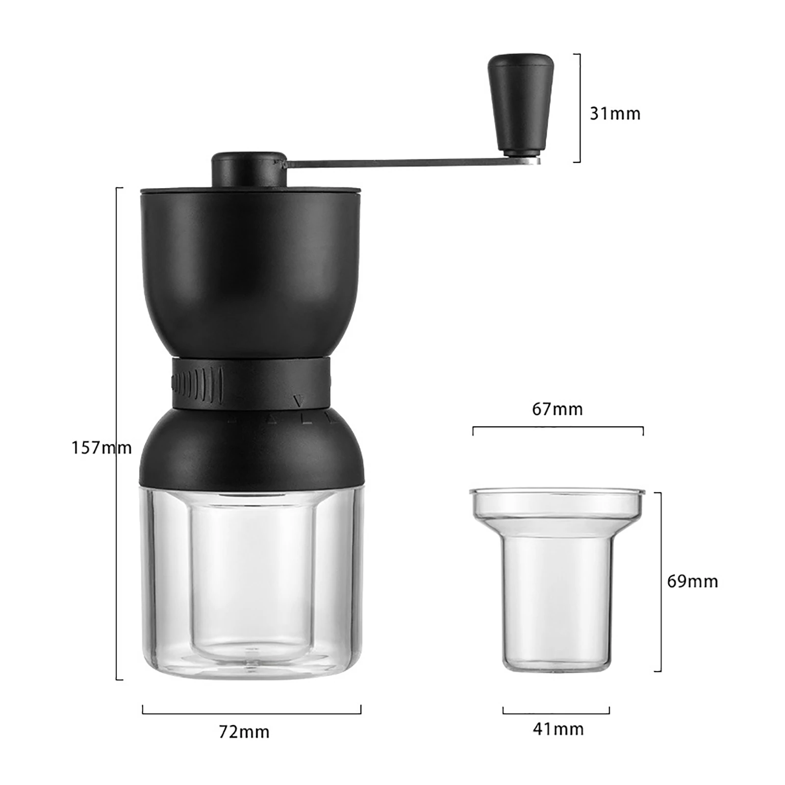 

Transparent Acrylic Durable Detachable Hand Crank Coffee Grinder Adjustable Manual Kitchen Tool Handmade Coffee Bean Burr
