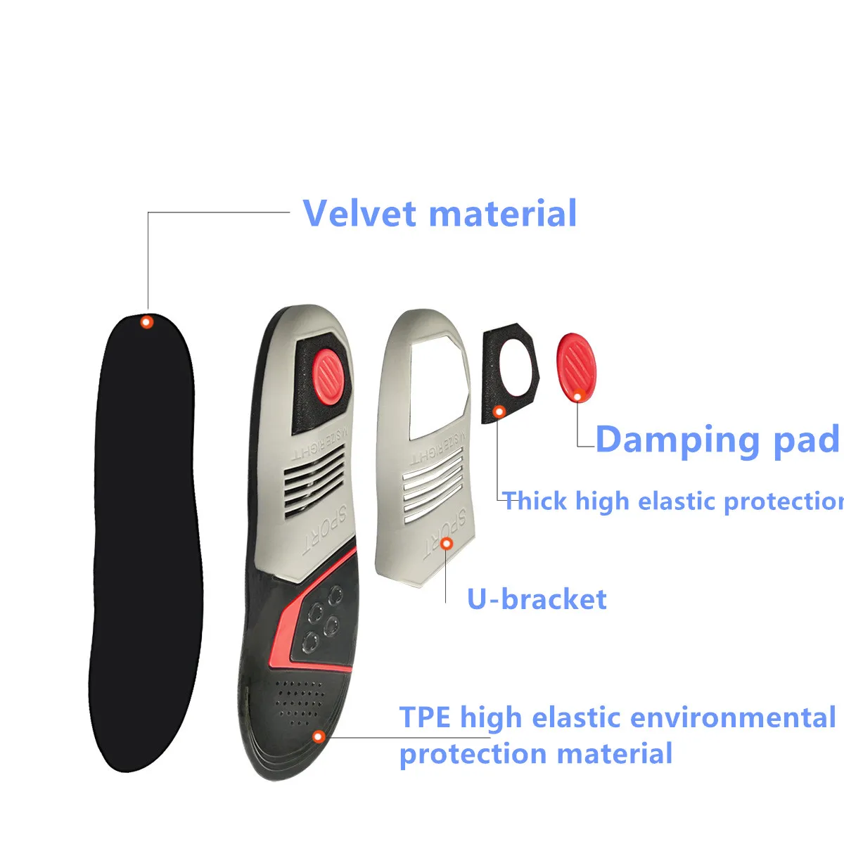 Running Sport Insoles Orthopedic Insoles Shock Absorbant Pads Sole Pad for Shoes insert Foot Care for Plantar Fasciitis