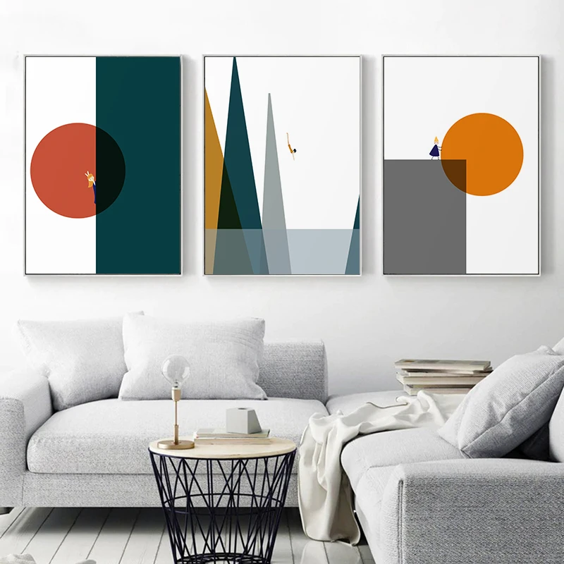 

Geometric Abstract Creative Figure Poster Wall Art Canvas Painting Print Modern Picture for Living Room Unique Home Decoration