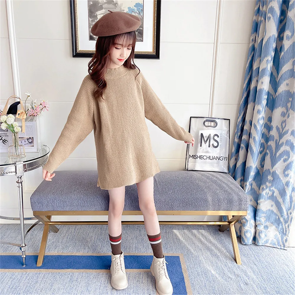 Зимние Свитера для маленьких девочек модные детские вязаные топы подростков