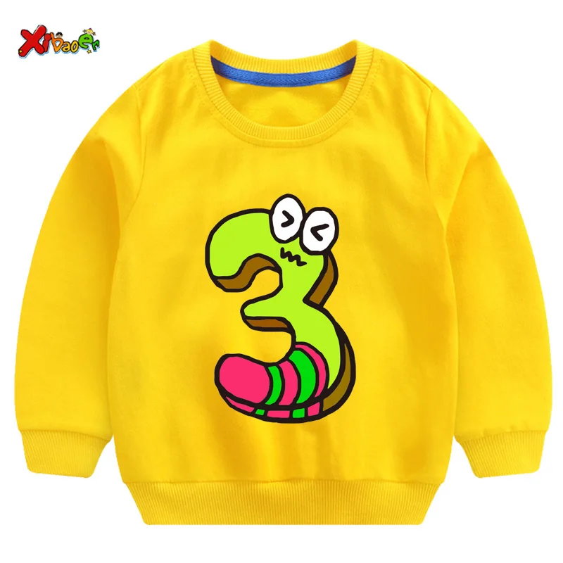 

Baby Girls Hoodie Birthday T Shirt 3-8 Years Children Sweatshirt Number Cartoon Boys Toddler Hoodies Cool Autumn Little Clothes