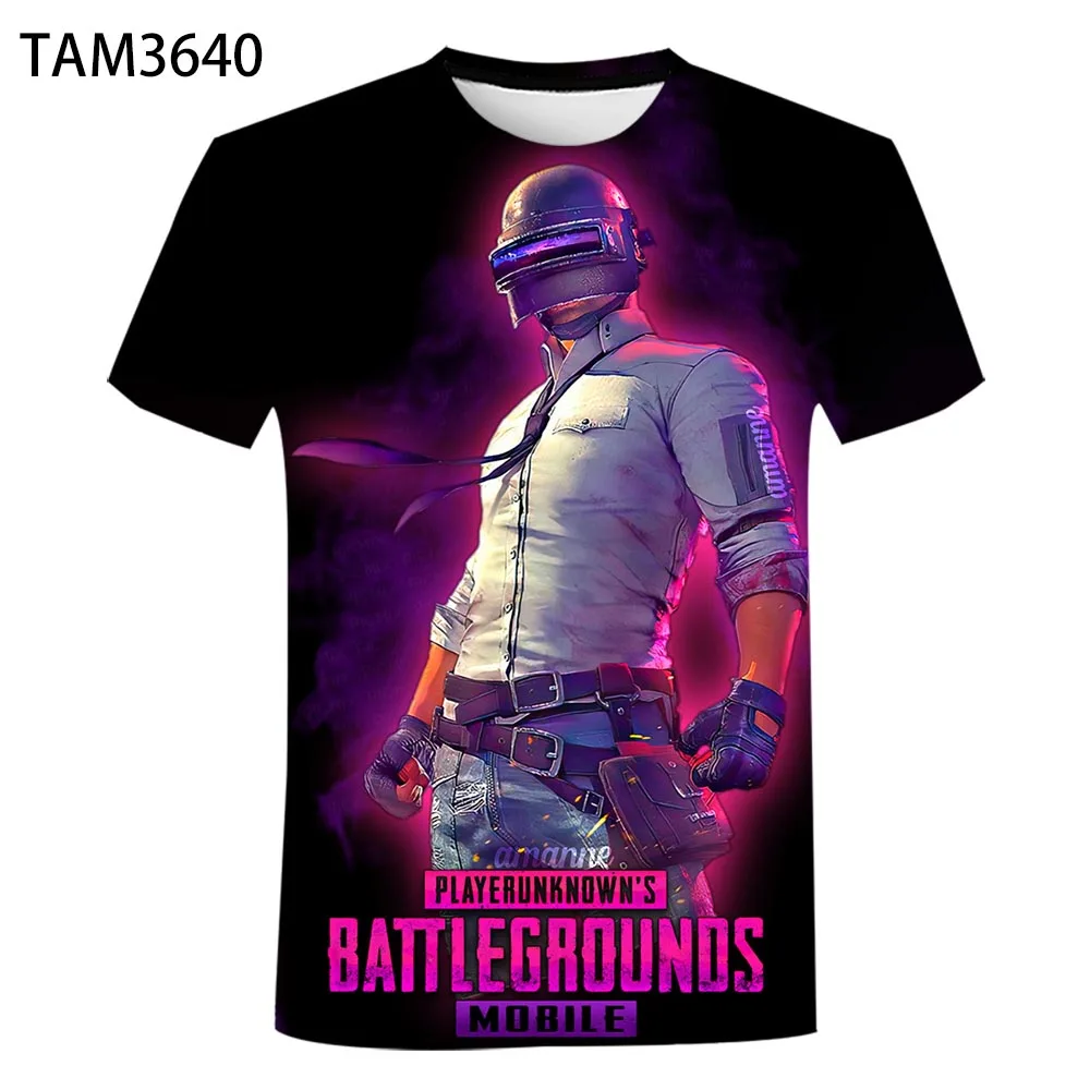 Мужская летняя футболка Pubg с коротким рукавом круглым вырезом и 3D аниме
