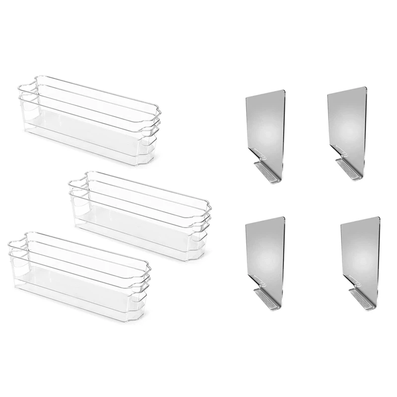 

Promotion! 4Pcs Shelf Dividers, Closet Organization and Storage with 6 Pcs Plastic Fridge Organizer Bins with Handle