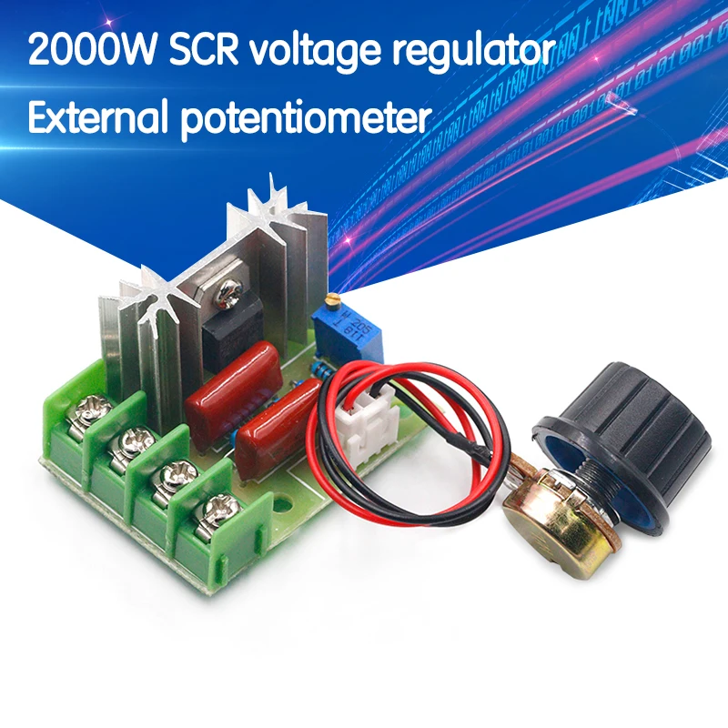 

AC 220V 2000W High Power SCR Voltage Regulator Dimming Dimmers Motor Speed Controller Governor Module W/ Potentiometer