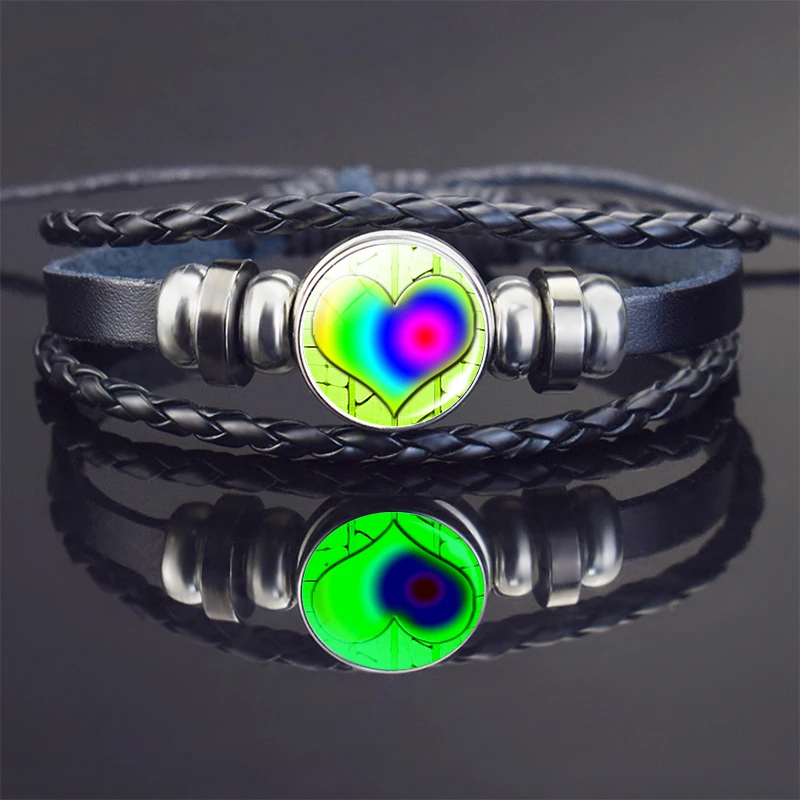 Светящиеся разноцветные браслеты с изображением сердца для женщин черные