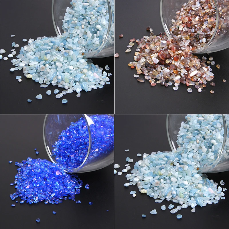 100 г чипы с натуральным синим кристаллом непросверленные Aquamarines крошечные