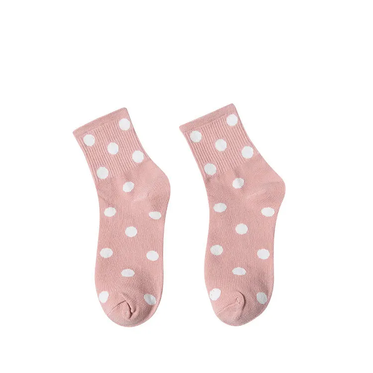 

Women Dot Mid Tube Socks Japanese Cotton Socks Polka Dot Spring and Summer Short Tube Women's Stockings Thin Socks