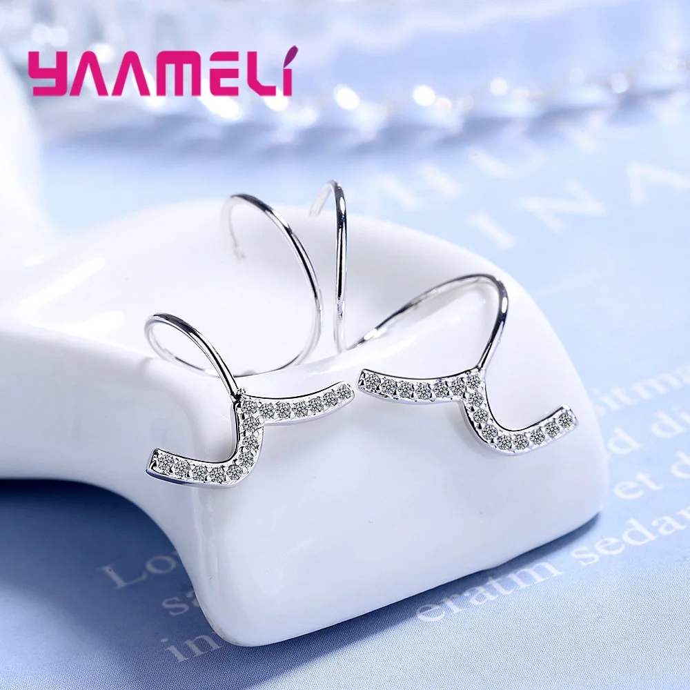 

Fast Delivery Women Fashion Design Wave Earrings 925 Sterling Silver Cubic Zirconia Trendy Earring Top Quality Wave Earring