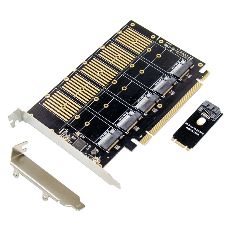 PCI-E X16 M.2 B Key SSD Adapter Card PCIE to 5 Port B Key NGFF M.2 SSD Adapter Card JMB585 Chipset Key