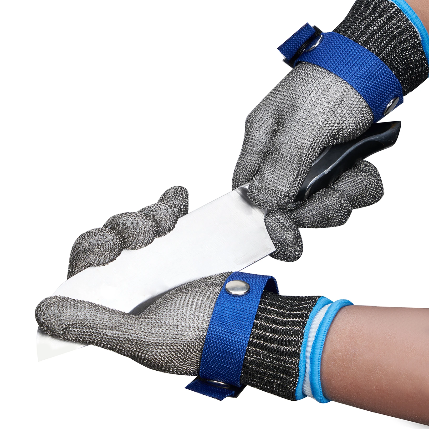 Перчатки с защитой от порезов ThreeH из нержавеющей стали с сетчатой структурой 316L уровня защиты 5 для мясника и шелушения устриц.