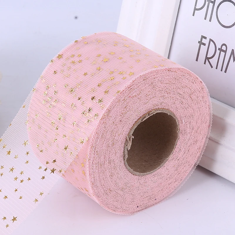 Рулон тюля с золотыми звездами 6 см * 45 м ткань сделай сам юбка-пачка на праздник